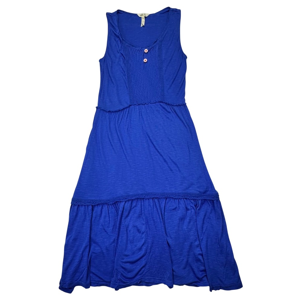 Matilda Jane Womens Royal Blue Rayon Tiered Sleeveless Maxi Dress Size S
